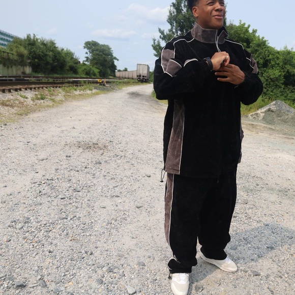 Men's Black and Gray Track Pants - Picture 2 of 8